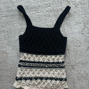 Zara Black and Cream Knit Camisole